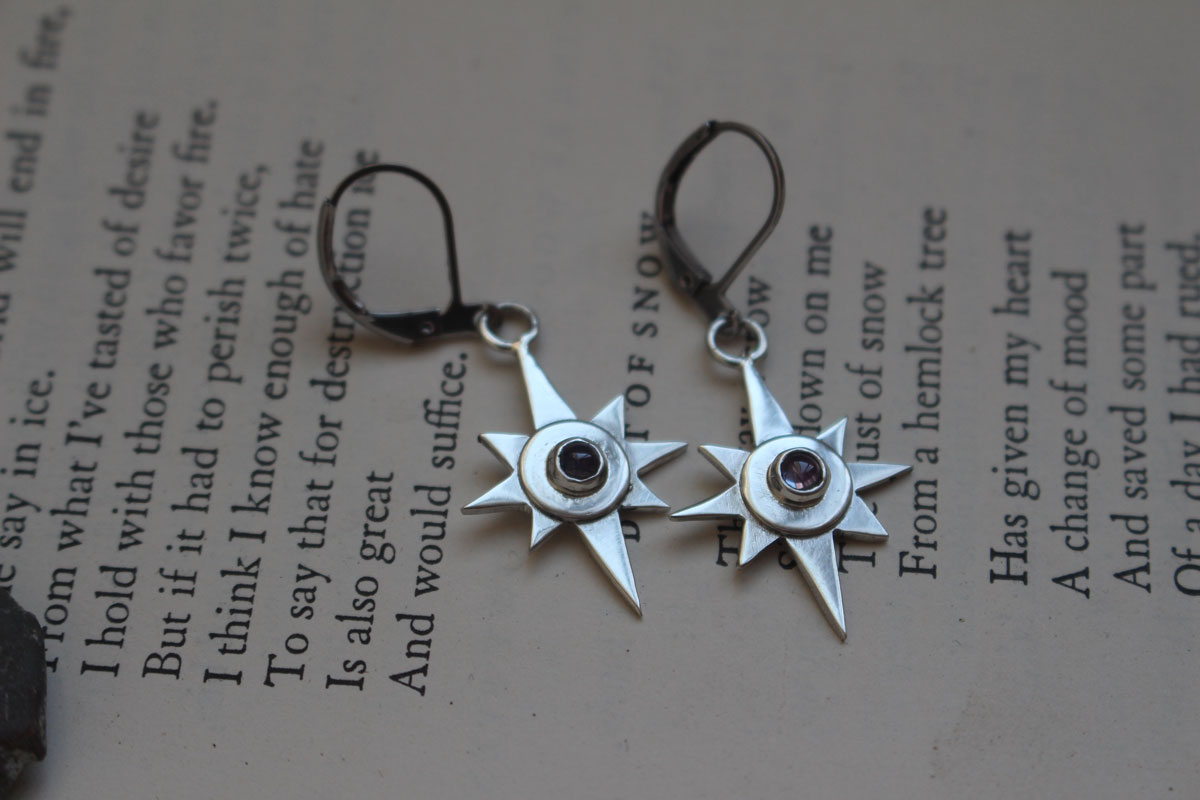 Étoile solitaire, boucles d’oreilles guide nocturne en argent et zircon