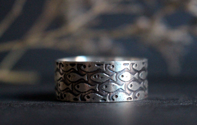 En harmonie, bague poissons en argent