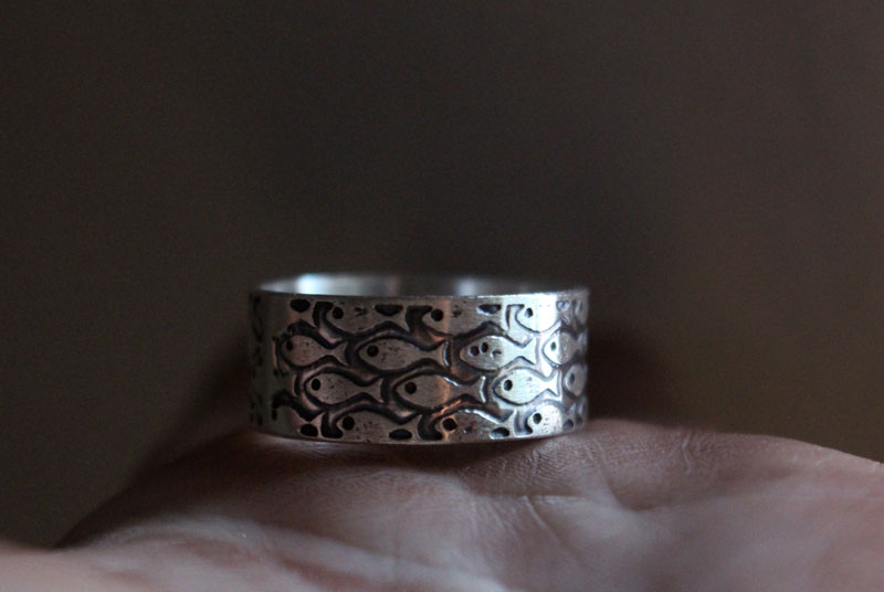 En harmonie, bague poissons en argent
