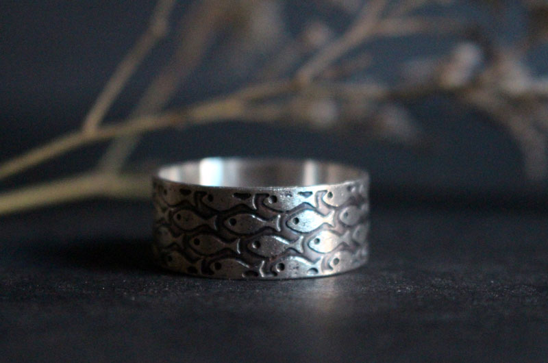 En harmonie, bague poissons en argent