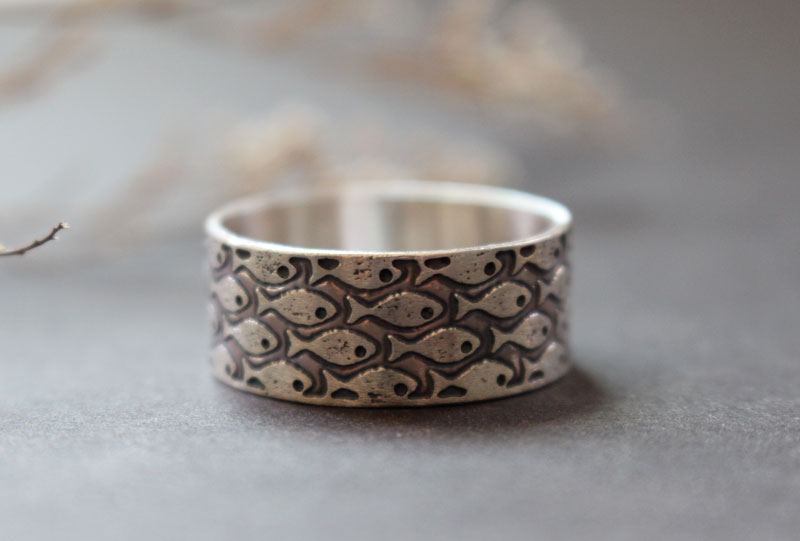En harmonie, bague poissons en argent