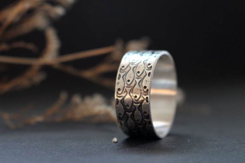 En harmonie, bague poissons en argent