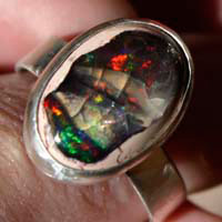 Estrella, bague ciel nocturne en argent et opale de feu