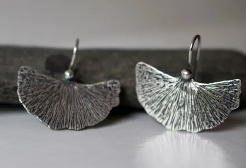 Feuille de Ginkgo, boucles d’oreilles plante médicinale en argent