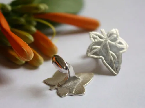 Feuille de lierre, boutons de manchette romantique en argent