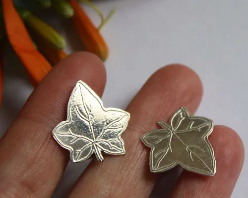 Feuille de lierre, boutons de manchette romantique en argent