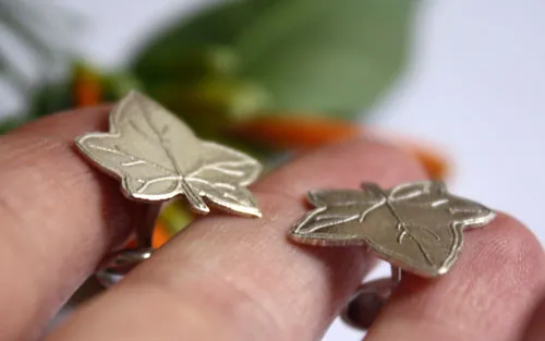 Feuille de lierre, boutons de manchette romantique en argent