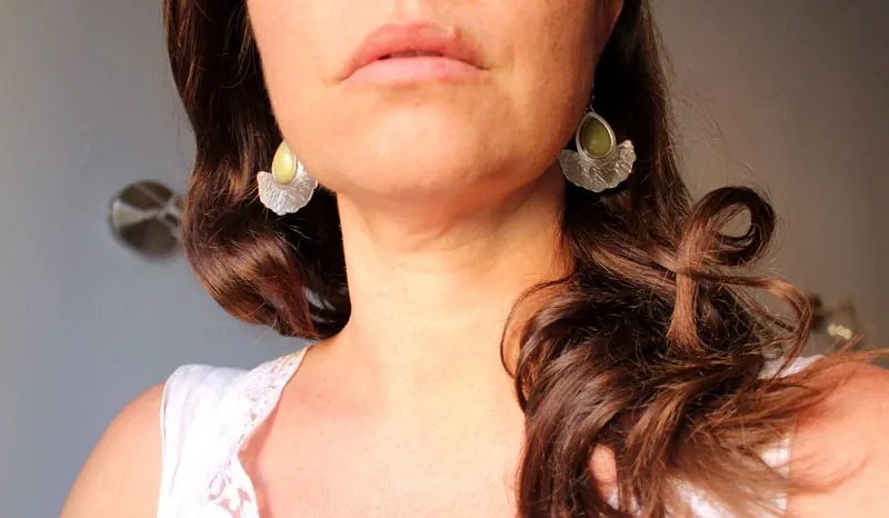 Feuilles du soleil, boucles d’oreilles feuille de ginkgo en argent et aventurine