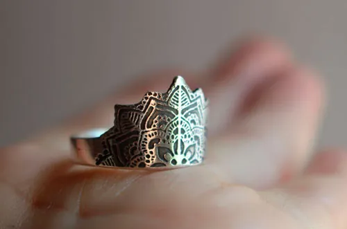 Fleur de l’âme, bague mandala floral en argent