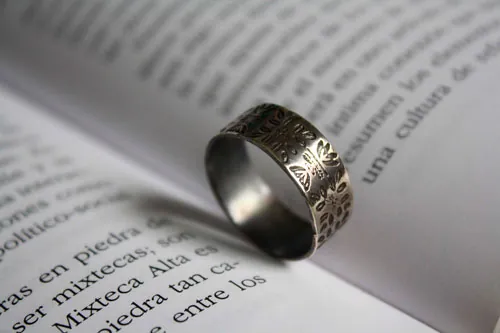 Fleurs du Nil, bague égyptienne en argent