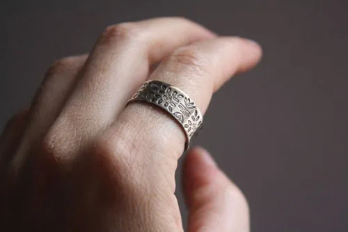 Fleurs du Nil, bague égyptienne en argent