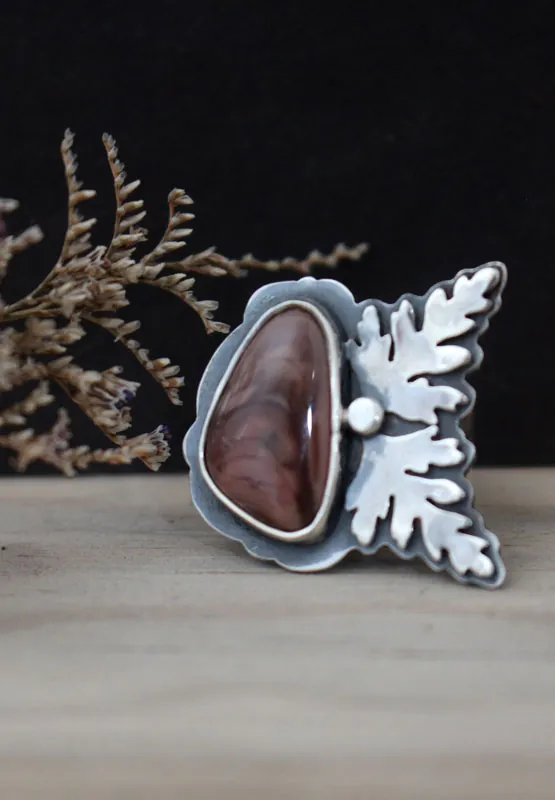 Floraison, bague croissance botanique en argent et jaspe impérial