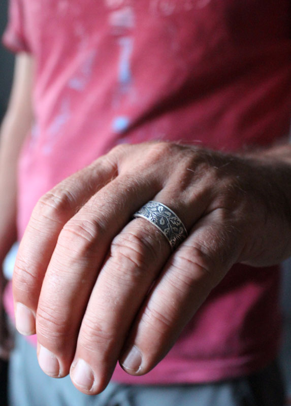 Feuille de chêne, bague branches d’arbre en argent 