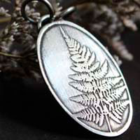 Feuille de fougère, pendentif nature en argent