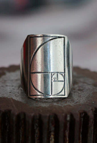 Fibonacci, bague chevalière spirale en argent