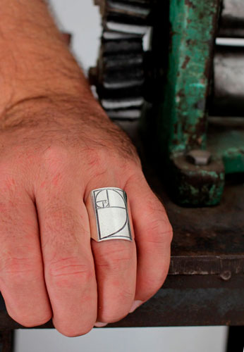 Fibonacci, bague chevalière spirale en argent