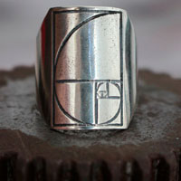 Fibonacci, bague chevalière spirale en argent
