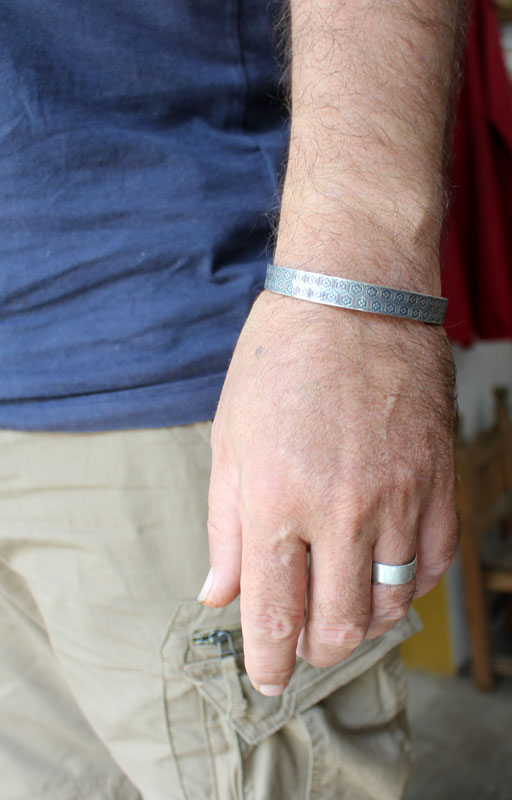 Fleur de châtaigne, bracelet motif traditionnel japonais en argent