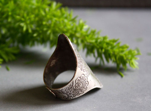 Fleur de la sagesse, bague motif cachemire en argent