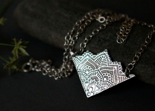 Fleur de vie, collier mandala de lotus en argent