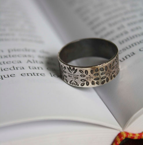 Fleurs du Nil, bague Egyptienne en argent