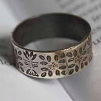 Fleurs du Nil, bague égyptienne en argent
