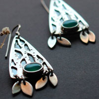 Forêt intérieure, boucles d’oreilles arbre de la forêt en argent et aventurine