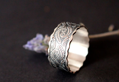 Fougère, bague botanique en argent