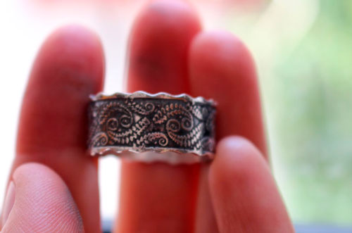 Fougère, bague botanique en argent