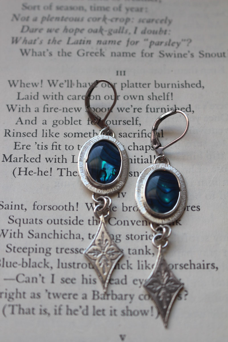 Galaxie, boucles d’oreilles ciel nocturne argent et paua