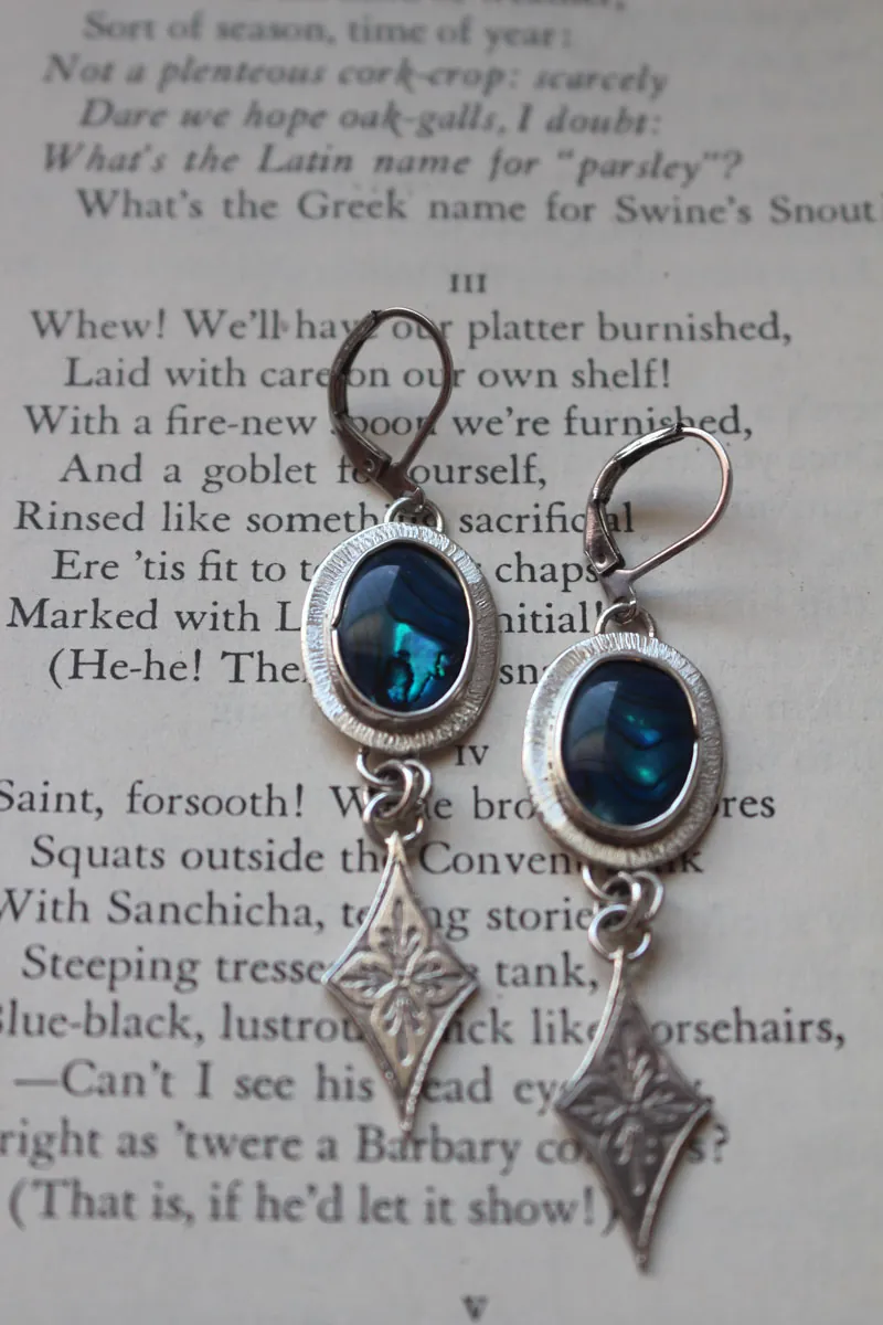 Galaxie, boucles d’oreilles ciel nocturne argent et paua