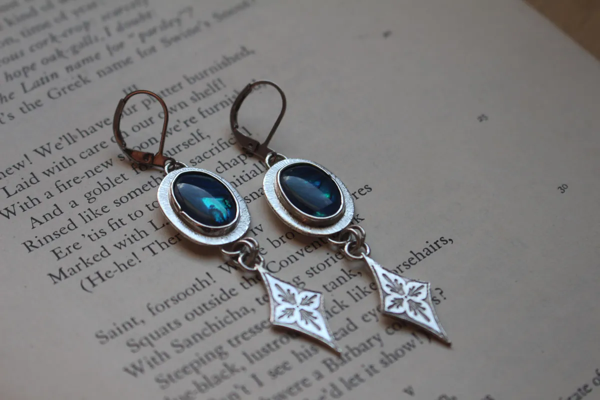 Galaxie, boucles d’oreilles ciel nocturne argent et paua