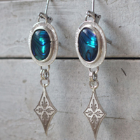Galaxie, boucles d’oreilles ciel nocturne argent et paua
