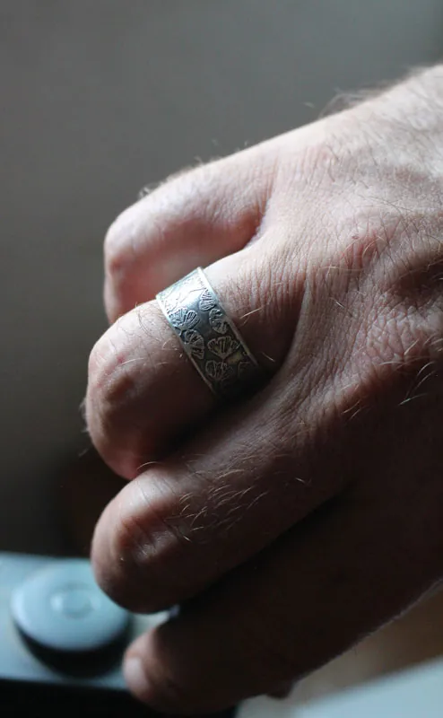 Ginkgo, bague feuilles japonaises en argent