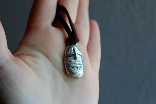Golem, collier tête de créature fantastique en argent
