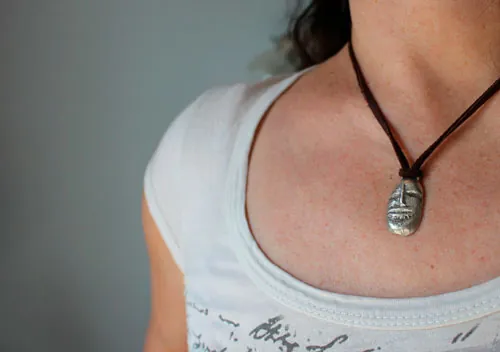 Golem, collier tête de créature fantastique en argent