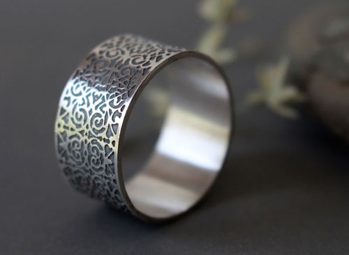 Gentleman, bague dandy baroque en argent