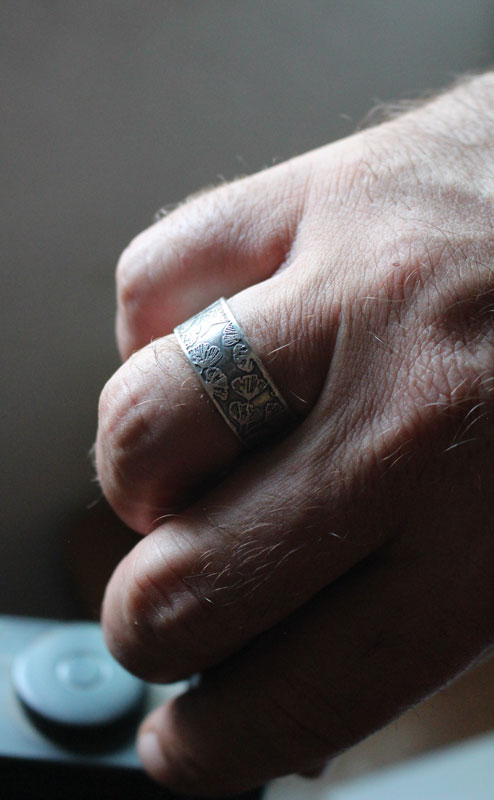 Ginkgo, bague feuilles du japon en argent