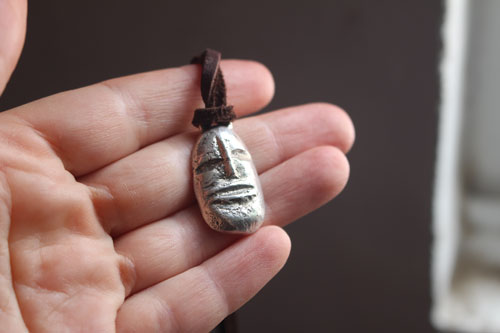 Golem, collier tête de créature fantastique en argent
