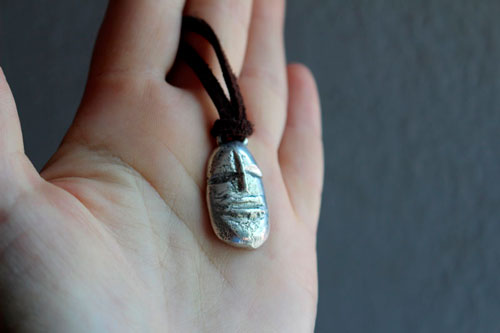 Golem, collier tête de créature fantastique en argent