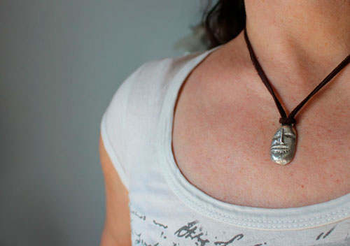 Golem, collier tête de créature fantastique en argent