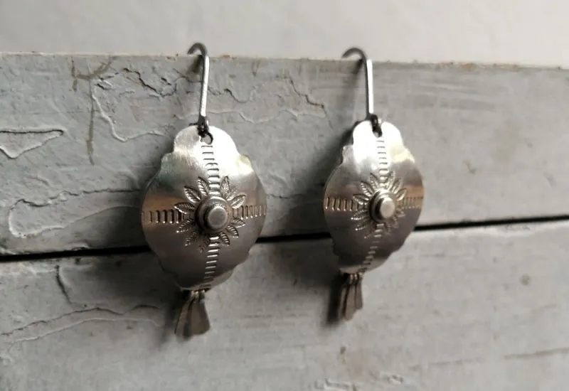 Halo solaire, boucles d’oreilles soleil baroque en argent