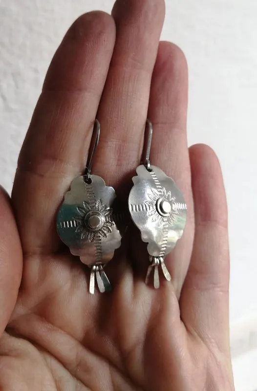 Halo solaire, boucles d’oreilles soleil baroque en argent