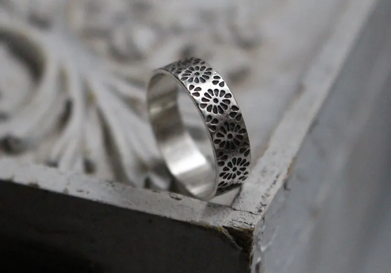 Hanabi, bague fleur de feu japonaise en argent