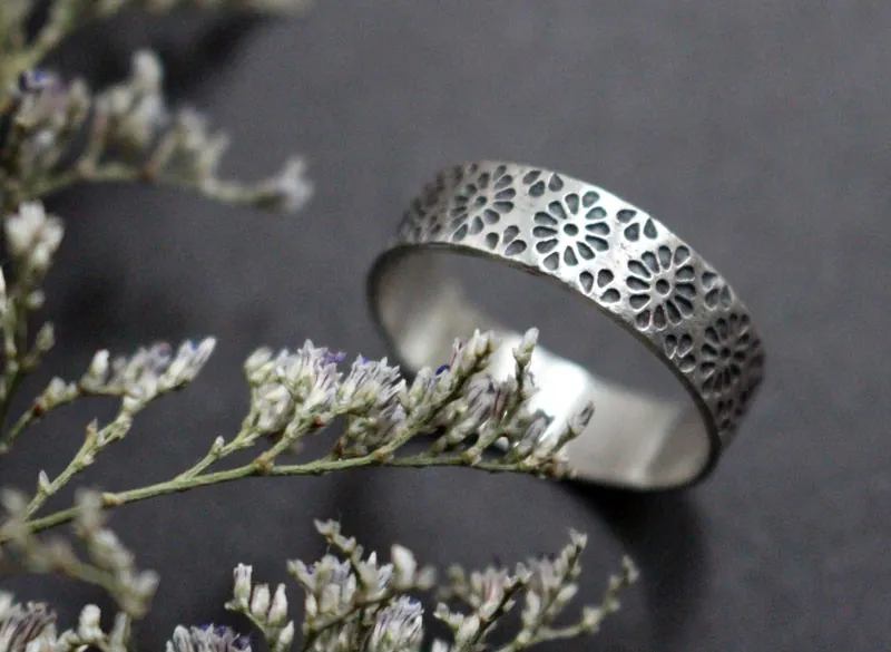 Hanabi, bague fleur de feu japonaise en argent
