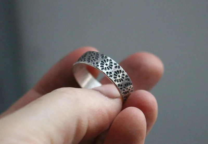 Hanabi, bague fleur de feu japonaise en argent