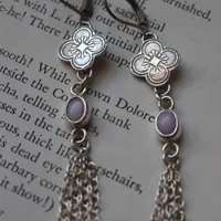 Hanami, boucles d’oreilles fleurs de cerisier en argent et opale rose