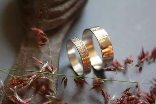 Harmonie végétale, bague de mariage botanique en argent