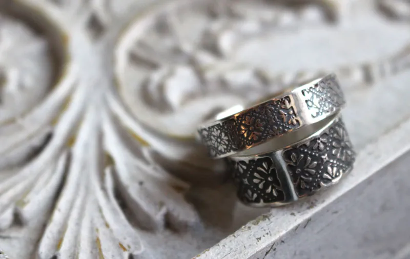 Helorian, bague fleur médiévale en argent