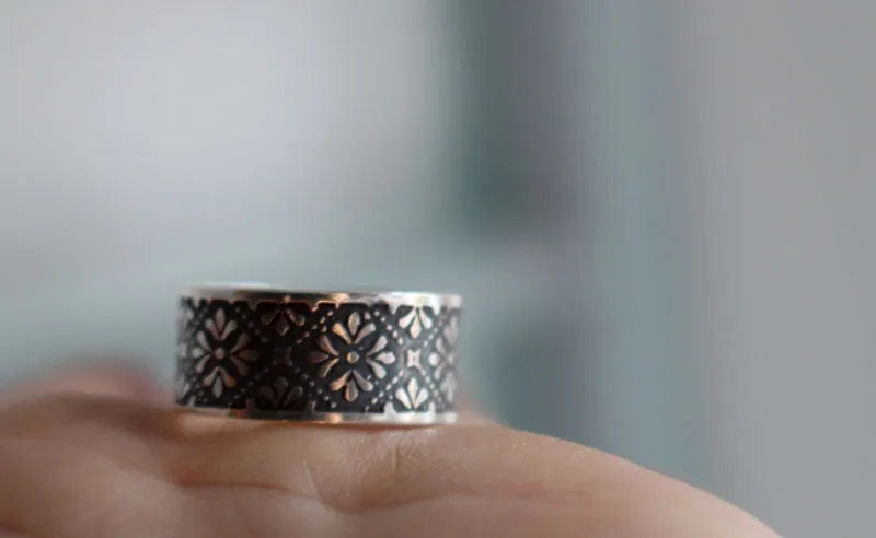 Helorian, bague fleur médiévale en argent